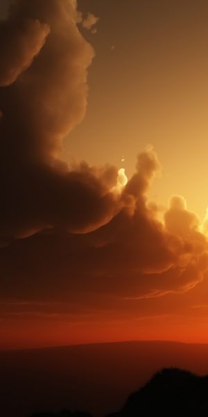 Beautiful sunset phone wallpaper featuring a tree, clouds, and earth