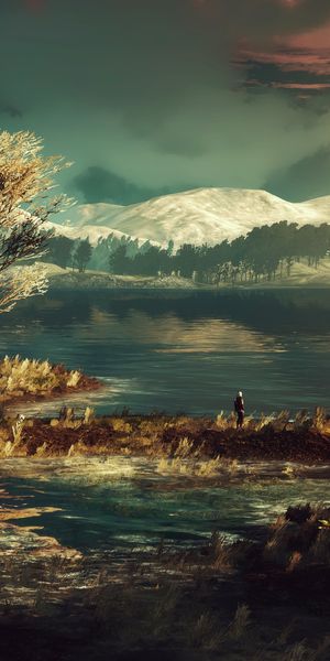 Epic Geralt of Rivia Landscape from The Witcher 3: Wild Hunt - Phone Wallpaper
