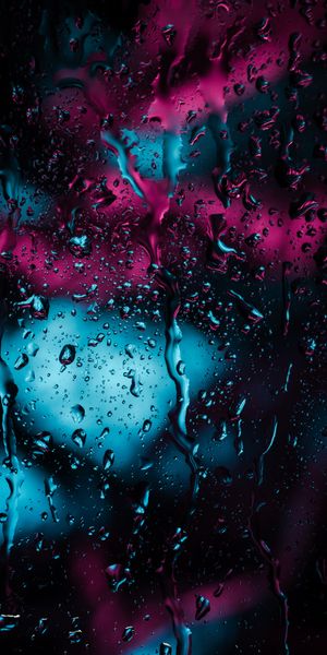 Vibrant Dark Macro Rain Drops on Glass