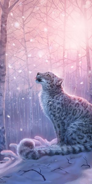 Enchanting Snow Leopard Wallpaper: A Majestic Forest Scene for Your Phone