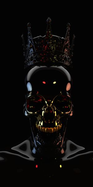 Dark 3D Skull with Crown - A Unique Phone Wallpaper