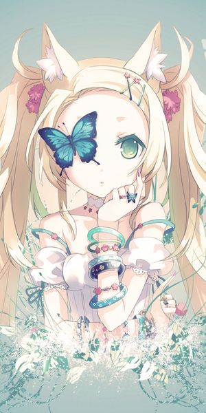 Anime Girl with Butterflies - A Captivating Mobile Wallpaper