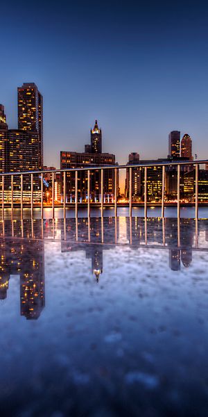 Phone wallpaper: Chicago, Cityscape, Skyscraper, Building, Cities, Light, Man Made, Night, Reflectio