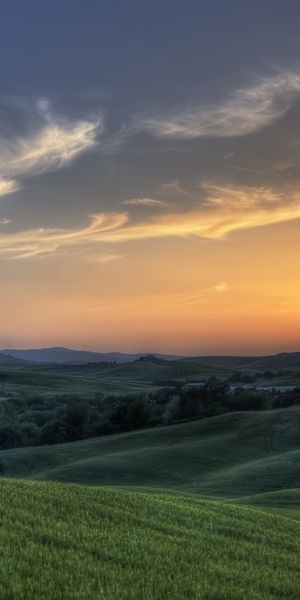 Phone wallpaper: Clouds, Landscape, Sky, Sunset, Fields free download