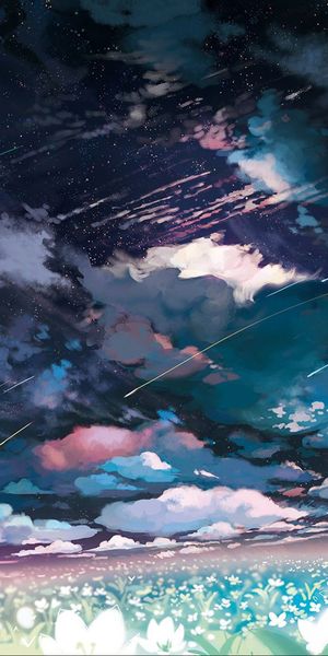 Enchanting Ginko and Night Sky Wallpaper for iPhone - Mushishi Inspired