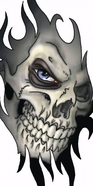 Intriguing dark skull phone wallpaper with fiery details and a unique design