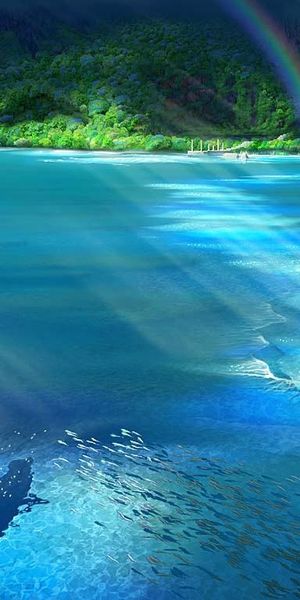 Phone wallpaper: Nature, Rainbow, Forest, Ocean, Artistic free download
