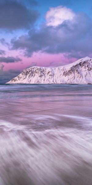 Phone wallpaper: Winter, Sunset, Sky, Sea, Beach, Horizon, Ocean, Earth, Cloud, Seascape free downlo