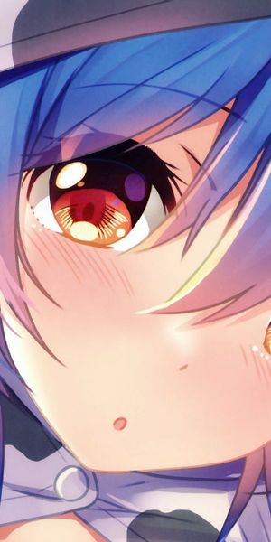 Phone wallpaper: Anime, Girl, Hood, Blue Hair free download
