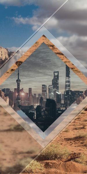 Phone wallpaper: City, Mountain, Blur, Artistic, Polyscape free download