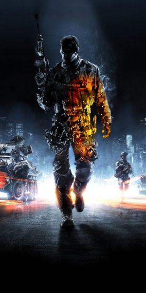Epic Battlefield Mobile Wallpaper of a Soldier in Action