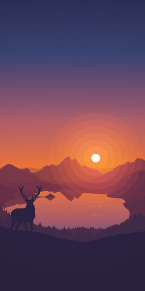 Firewatch Sunset Wallpaper Featuring Majestic Deer