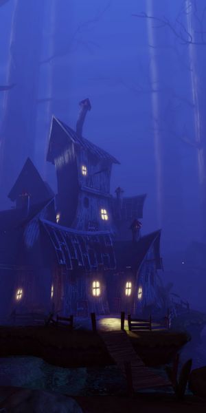 Phone wallpaper: Fairy, Fabulous, House, Forest, Art, Dark free download