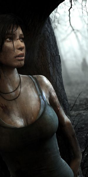 Lara Croft from Tomb Raider in a Mysterious Dark Forest