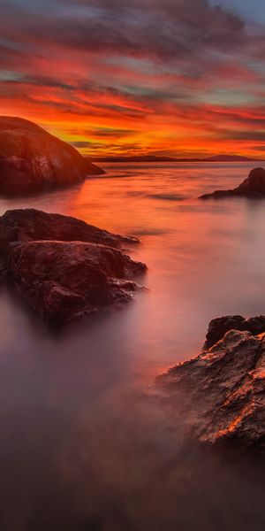 Phone wallpaper: Sunset, Sky, Ocean, Earth, Cloud, Orange (Color) free download