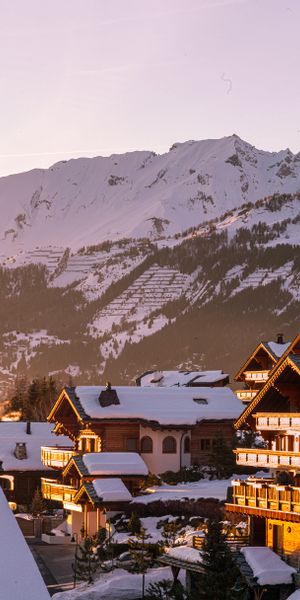 Phone wallpaper: Nature, Snow, Mountains, Houses free download