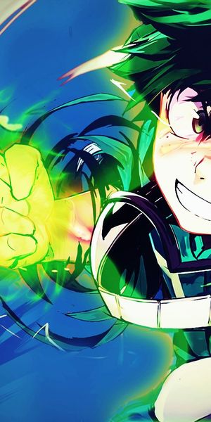 Izuku Midoriya Wallpaper - Vibrant Green Hair and Energetic Smile