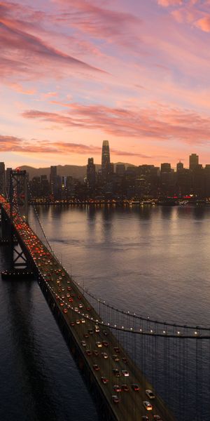 Breathtaking Night Cityscape with a Bridge and City Lights