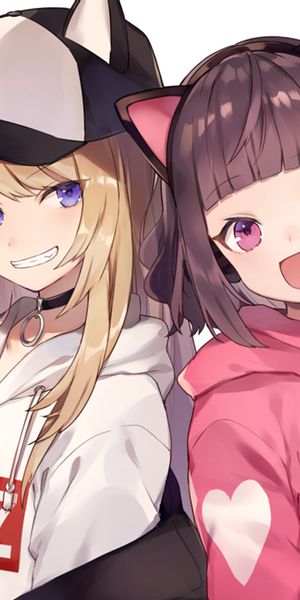 Charming Anime Girls in Hoodies - Ideal Mobile Wallpaper for Fans