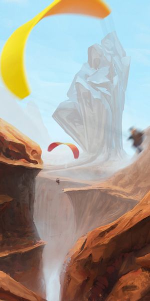 Phone wallpaper: Rocks, Parachutists, Paratroopers, Mountains, Art free download