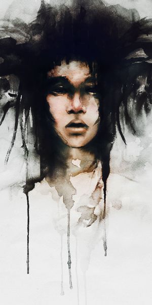 Majestic Fantasy Artwork of a Dreamy Face Surrounded by Birds