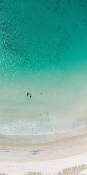 Aerial View of a Serene Beach and Clear Sea