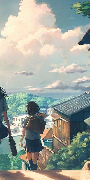 Phone wallpaper: Anime, Sky, Girl, Short Hair free download