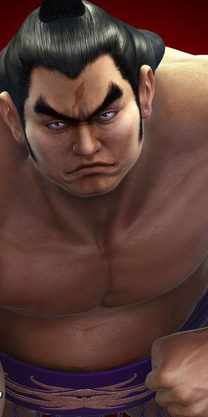 Powerful Tekken Character in Red - Mobile Wallpaper