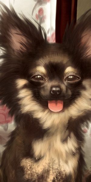 High-Quality iPhone Wallpaper Featuring Adorable Dog Art in Orange