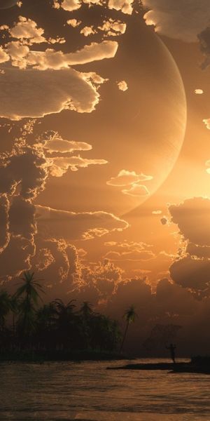 Breathtaking mobile wallpaper featuring a sunset landscape with orange sky