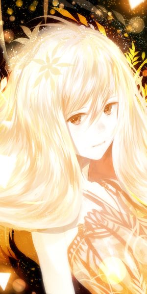 Enchanting 4K iPhone Wallpaper Featuring a Glittering Anime Girl with Yellow Eyes