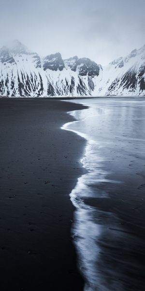 Phone wallpaper: Nature, Mountains, Sand, Mountain, Fog, Earth, Vestrahorn free download