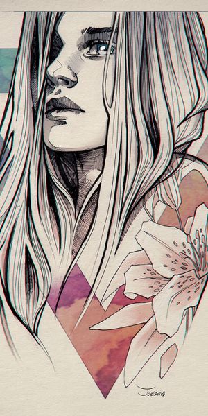 Phone wallpaper: Triangle, Portrait, Art, Face, Girl free download