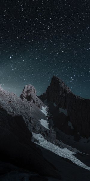 Breathtaking Snow-Covered Mountains Beneath a Starry Sky