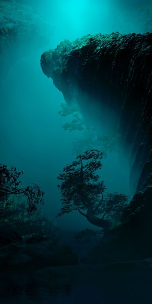 Phone wallpaper: Wood, Rocks, Stones, Tree, Cave, Art, Dark free download