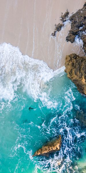 Breathtaking Aerial Beach View with Clear Blue Sea