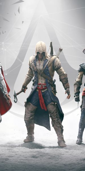 Epic Assassin's Creed Gray Characters Mobile Wallpaper