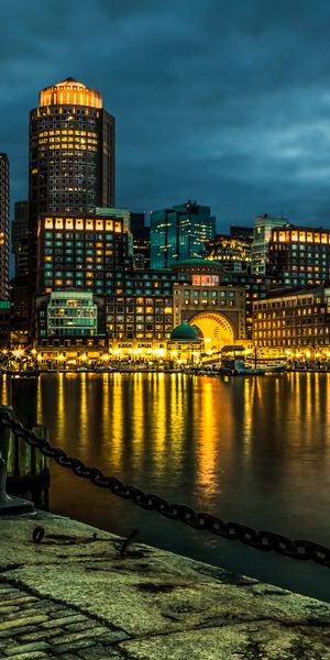 Phone wallpaper: Cities, Night, City, Skyscraper, Building, Light, Cityscape, Boston, Man Made free