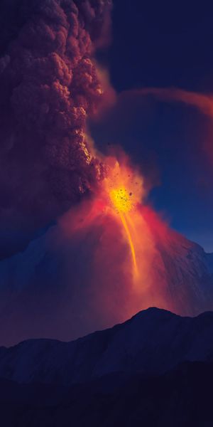 Majestic Volcano Eruption with Fiery Lava