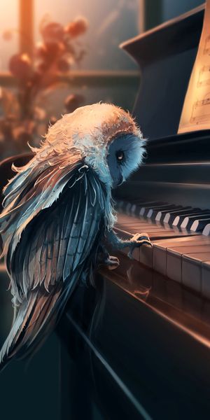 Magical Owl Playing Piano in Artistic Style