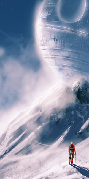 Phone wallpaper: Slope, Snow, Person, Human, Art, Spaceship free download