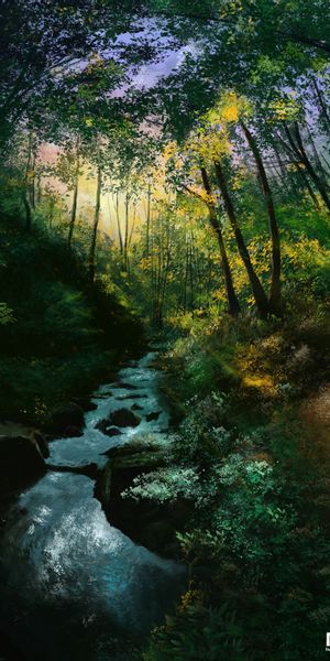 Beautiful Serene Forest Stream - Perfect for Your Phone Wallpaper