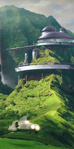 Phone wallpaper: House, Sci Fi, Landscape free download