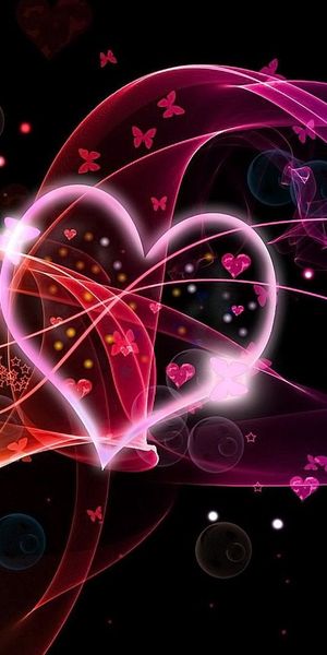 Vibrant Heart with Butterflies Mobile Wallpaper
