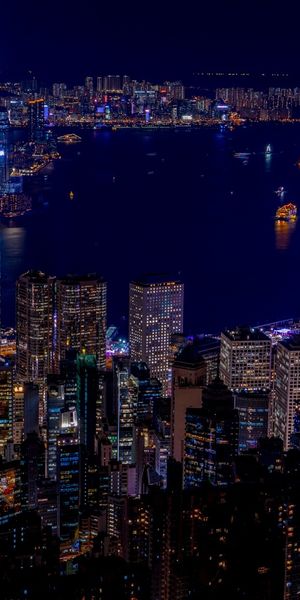 Phone wallpaper: Cities, Night, City, Skyscraper, Building, Cityscape, China, Hong Kong, Man Made fr