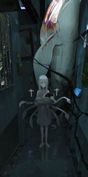 Phone wallpaper: Anime, Girl, White Hair free download
