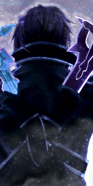 Kirito with Blue Rose and Night Sky Swords - Stunning Sword Art Online Wallpaper