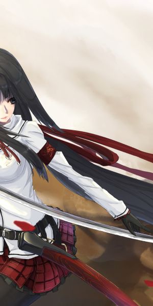 Phone wallpaper: Anime, Girl, Katana free download