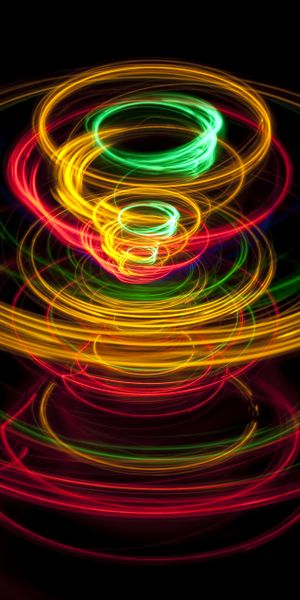 Phone wallpaper: Long Exposure, Motley, Multicolored, Circles, Glow, Light, Abstract, Shine free dow
