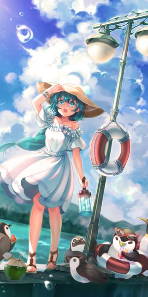 Phone wallpaper: Hat, Pinguins, Dress, Art, Girl, Anime free download